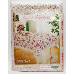 Скатерть "658" "HOME PLUS" цветная тканевая с кружевами (110 х 150 см)