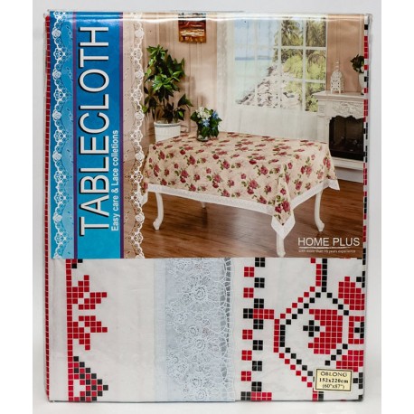 Скатертина "HOME PLUS" шовкографія з мереживом (152 х 220 см)